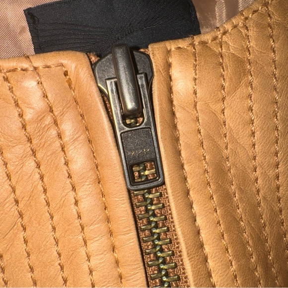 Trouve Leather ZIP Jacket Cotton Blend Medium Tan Camel Color - Picture 12 of 14
